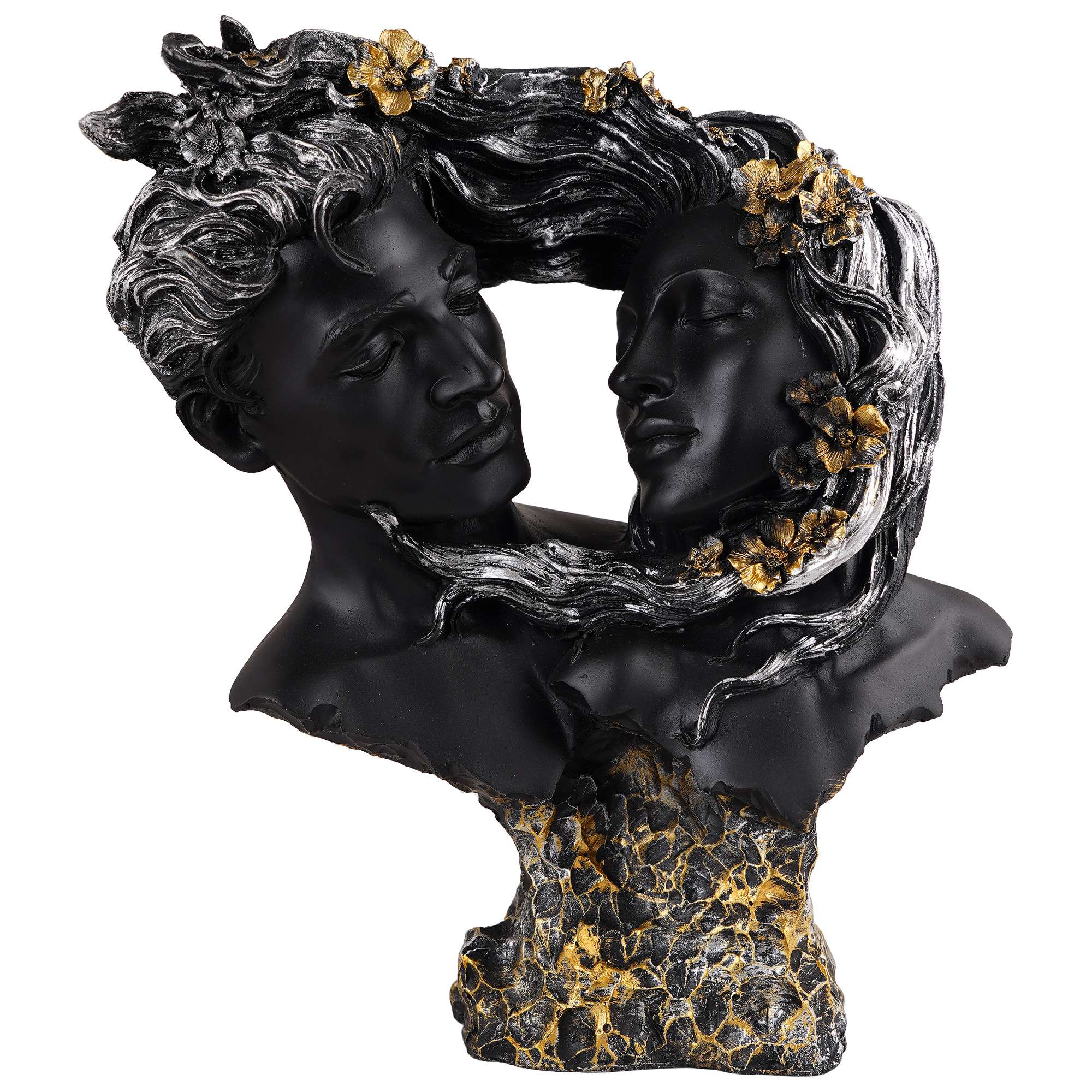 Love Couple Face Statue black and golden Showpiece for Home Decor Valentine Day Gift | Resin Decorative Showpiece showpiece